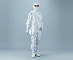 ASPURE Overall for cleanroom, white, polyester, with hood, integrated mask, concealed zip, type 10312W, size L