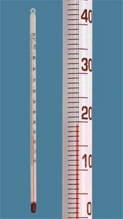 Amarell rúd hőmérő -10 ... + 150. 1 ° C fehér, piros töltött ly i mmersed, hossz 300 mm