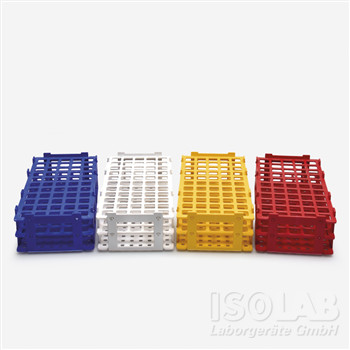 Test tube rack, detachable, PP for 21 tubes (3x7) with dia.30mm, blue, 125 x 265 x 90 mm