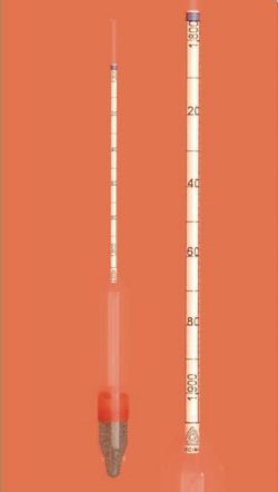 AmarellCo Hydrometer with thermometer 0,8900,990 for mineral oil testing, red special filling, 20...+60.1°C, 380 mm