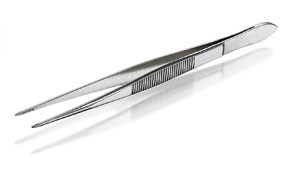 Forcep 200 mm, straight, fine points nickel plated steel, 42 g