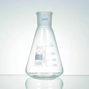   LLG Erlenmeyer lombik 100 ml NS 14/23, boroszilikát 3,3, fehér, beosztással, 2 db-os csomag
