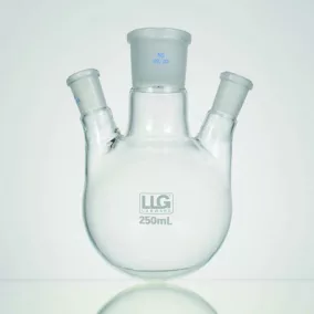   LLG-Háromnyakú gömblombik, 1000 ml, 20°-os oldalnyakú, CN NS 29/32, SN x 2 NS 14/23, boroszilikát 3,3