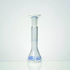   LLG-1 ml-es mérőlombik, átlátszó, trapéz alakú, boroszilikát 3,3, A osztály, NS 07/16, PE-dugóval, 2 db-os kiszerelésben