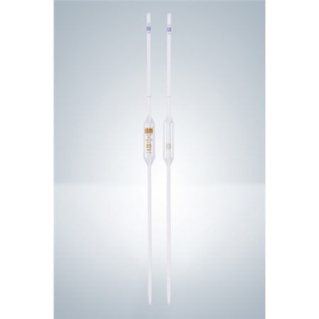 Volumetric pipette 10 ml, class AS AR-clear soda glass, brown graduated, conformity-certified