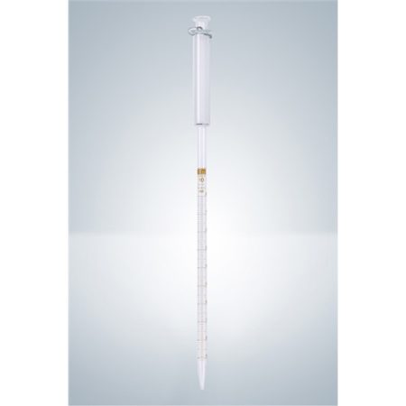 Graduated pipette 5:0.05 ml AR-glass, amber graduated, with piston, graduated to tip