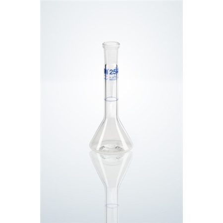 Volumetric flask 5 ml, cl.A DURAN, NS 10/19, hollow glass stopper Trapezoid, batch identification
