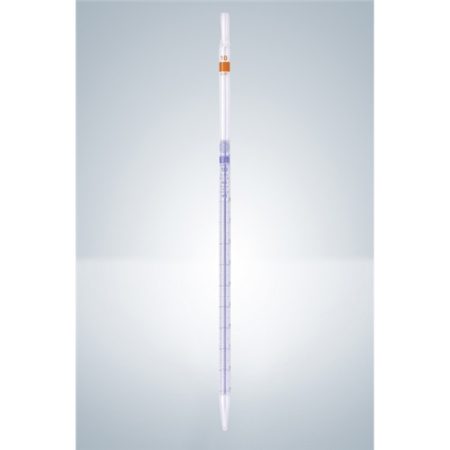 Graduated pipette 25:0.1 ml, 450 mm Class AS, KB, Schellbach strips, blue graduated, cotton plug end