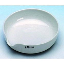 Evaporation pan 80 mm   Porcelain flat, with spout DIN 12903, form A, numbered from 1-5m, PU=5