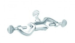 Double bosshead turnable 16,5 mm, with thumb screw angle 0-360°, annealed cast iron chromium plated