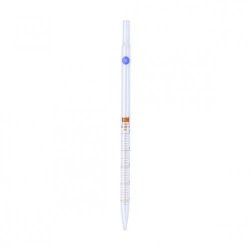Pipette for tissue culture 1:0.1ml claer glass, amber graduation, 230 mm, with mouth piece for cotton plug