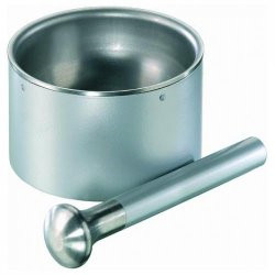 Mortar 135 mm outside   330 ml, with pestle, stainless steel, heavy pattern