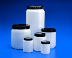 Cylindrical jar 1000 ml, HDPE white, with black screw cap