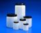   Cylindrical jar 120 ml, HDPE white, with black screw cap, ribbed