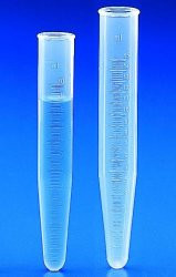 Centrifuge tubes 16x107 mm 10 ml, PP, graduated 0.1 ml, conical, pack of 100