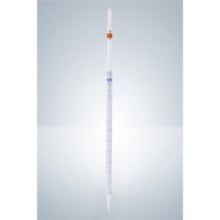 Measuring pipette 0,5 ml : 0,01 ml cl.AS, cc, Schellbach stripes, blue graduated