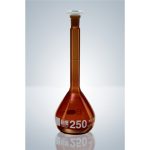   Measuring flask 5 ml, cl.A, brown, DURAN NS 10/19, PP-stopper, white graduated, USP