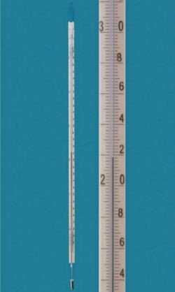 Laboratory thermometer -10...+150:1°C 300 mm, stab shaped, white backed, red special filling