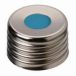   LLG-Magnetic screw cap N 18,silver,center hole Silicone blue transparent/PTFE white,Hardness: 45° shore A,Thickness: 1.5 mm pack of 100pcs