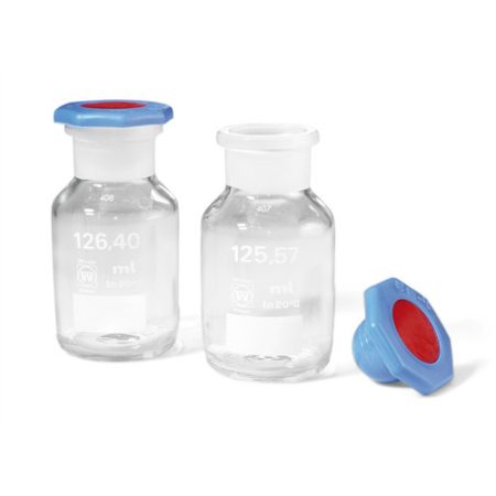 Dioxygen bottle acc.to Winkler 250-300 ml, white sign, justified