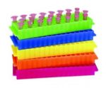 Microtube rack, yellow 80-well, PP, for 1.5/2.0 ml tubes