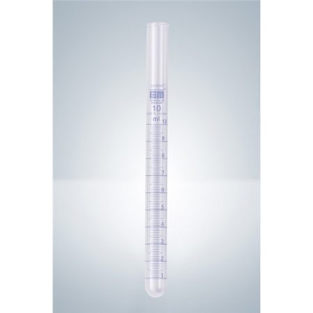 Test tubes 25 : 0.5 ml, ground joint, PE-stopper, blue, graduated