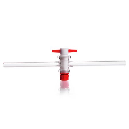 Single way stopcock with PTFE tap hole 6mm, NS 18.8 side arms 13mm