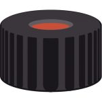   Screw-caps N 9, PP, black hole red rubber/FEP colourles, hardness 40° shore A, septa thickn.: 1,0mm, pack of 100