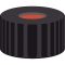   Screw-caps N 9, PP, black hole red rubber/FEP colourles, hardness 40° shore A, septa thickn.: 1,0mm, pack of 100