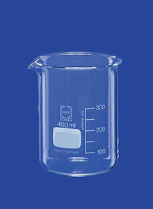 Lenz Laborglas Beaker, low form, 150 ml with division and drain