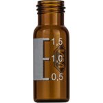   Thread bottle N 9, 1.5 ml O.D.: 11.6 mm, hight 32 mm, amber, flat bottom, with writing field and mark,silanated, pack of 100