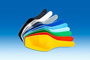 Measuring scoop set 100 ml, PP, 200mm long á 1 x white, red, grey, black, yellow, blue, green, light blue