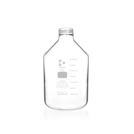 Laboratory bottle GLS80, 10 ltr. wide neck, clear, thick walls, w/o screw-cap and pourring ring