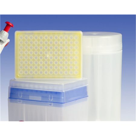 Tip-Box, PP box á 96 pipette tips 2-200µl on yellow carrier plate