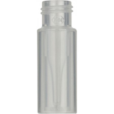 Thread bottles N 9, transparent w. glass insert 0.15ml, O.D.: 11.6mm, height: 32mm conical, pack of 100