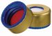   LLG-Short thread screw-caps 9 mm PP, blue, with hole, silicone white/ PTFE red, pack of 100