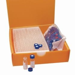 LLG-2in1 KIT: 1.5 ml Short thread vials brown + KGW-caps Ultra Clean, blue, ND9, pack of 100