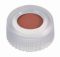   LLG-Short thread screw cap 9 mm PP,transparent, w.hole, natural rubber red-orange, TEF transparent, 60 shore A, 1,0 mm, pack of 100