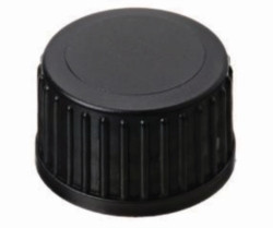 LLG-Screw-caps 18mm, PP black, closed, Butyl red/PTFE grey, 55° shore A, 1,6mm, pack of 100