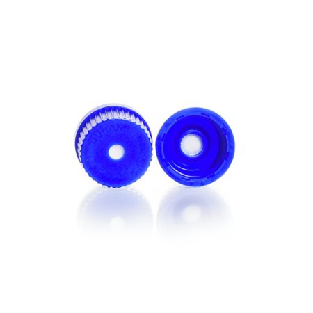 Membrane screw caps GL 32, PP/PTFE blue, for laboratory glass bottles pore size 0.2 µm, pack of 5