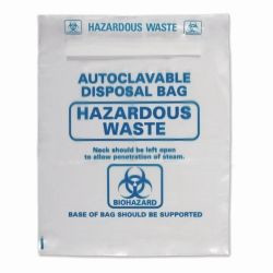 LLG-Autoclavable bags 500x600mm PP, red, 50µm, with Biohazard printing and sterilization Indicator, pack of 200