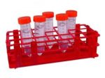   LLG-Test tube rack, red, PP for 40 tubes, diam ? 20mm, 10x4, 108x252x72mm