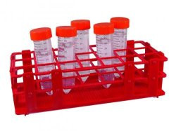 LLG-Test tube rack, red, PP for 40 tubes, diam ? 20mm, 10x4, 108x252x72mm