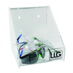 LLG-Goggles dispenser 216x216x200mm, with flap lid, acrylic glass, incl. wall mounting material