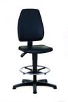   LLG-Lab chair, foot ring, Artificial leather black, stop and go castors, seat high 620-890mm