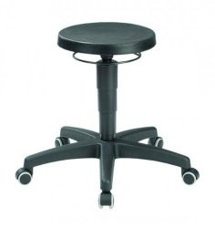 LLG-Lab stool Artificial leather black, Castors, seat height 460-630mm