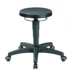 LLG-Lab stool, foot ring Artificial leather black, glides, seat height 570-850mm