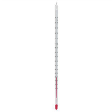 Precision thermometer -10/0...+100:0,5°C 270 mm, special filling red calibrated, with calibration certificate