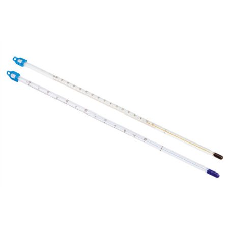 Precision thermometer -10/0...+250:1°C enclosed scale, calibrated, blue special filling, 350 mm, DKD-calibrated with 3 proof points