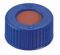   LLG-short thread caps 9 mm PP, blue, with hole, silicone white/ PTFE red, pack of 100